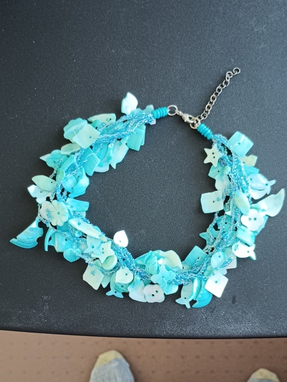 Turquoise Shell Chip Three-Strand Necklace